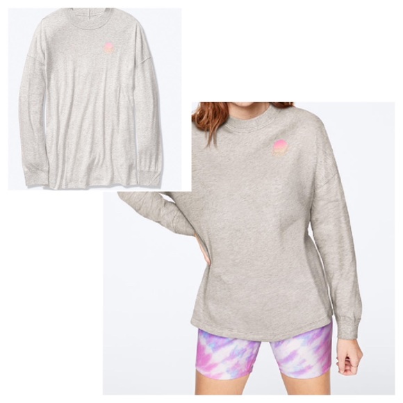 VS PINK OMBRÉ MOCK LONG SLEEVE TEE - Picture 4 of 4